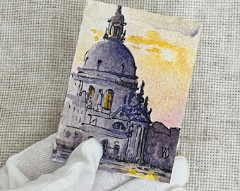 Venice Italy ACEO: Original Watercolor Miniature Landscape Painting