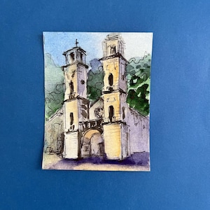 Bay of Kotor Montenegro Watercolor Painting: ACEO Miniature Travel Art