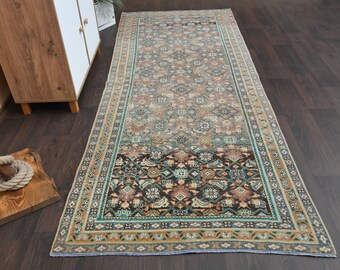 3.9x9.9 Ft Vintage Runner rug, Bedroom rug, Kitchen rug, Handmade Turkish rug, 4x10 Rug, Farmhouse decor, Room decor, 4x10 Rug, Antique rug