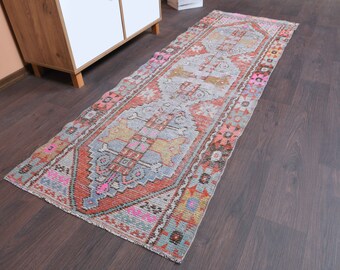 Turkish runner rug neutral runner rug TURKISH VINTAGE RUG efk75 Runner rug 2.4x10.8 feet Kitchen runner rug faded runner rug