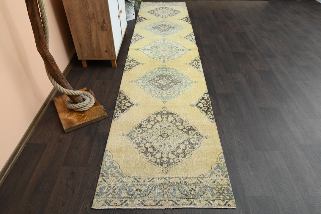 3x12 Oushak Tug, Wool Rug, Faded Rug, Hallway Rug, Turkish Rug, Kitchen ...
