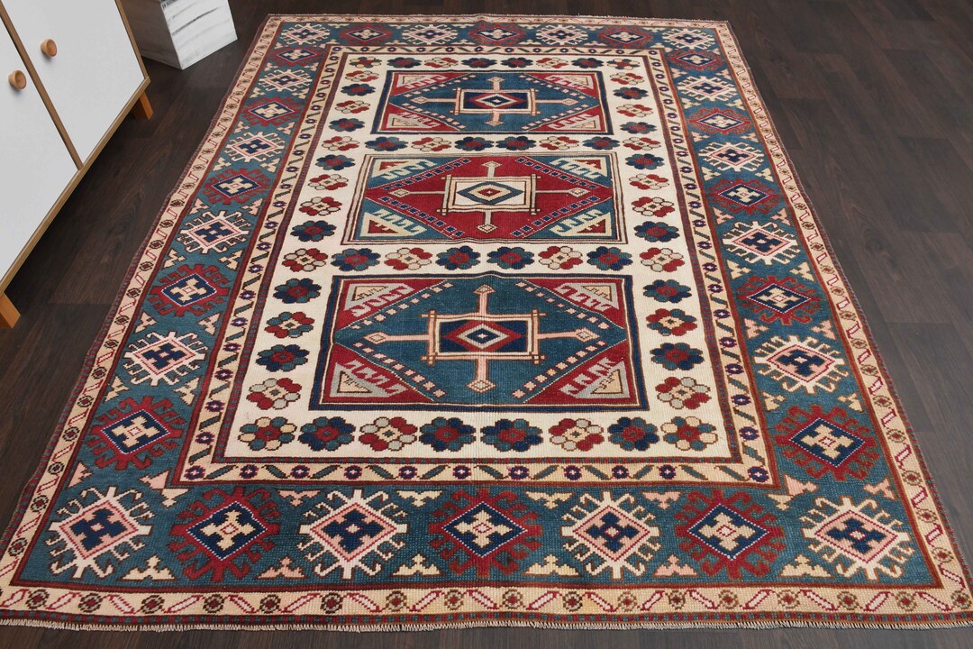 6x7 Rug Turkish Rug 6x7, Vintage Rug, Oushak Rug, Wool Rug, Anatolian Rug, 6x7 ...