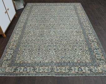 6.4x9.2 Ft Turkish area rug, Vintage area rug, Anatolian carpet, Oushak area rug, Living room rug, 6x9 Area rug, Wool rug, Large area rug