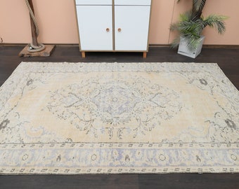 5x8 Antique rug, Orange Purple Rug, Turkish Oushak rug, Handmade Vintage rug, 5x8 Area rug, Living room rug, Washable wool rug, 5.5x8.8 Ft
