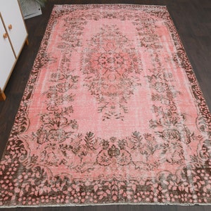 5x9 Pink brown Turkish rug, Handmade Vintage rug, Oushak rug, 5x9 Area rug, Living room rug, Large rug, Bedroom rug, Boho decor, 5.3x9.3 Ft