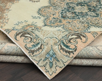10x13 Begie Orange Brown Persian Rug, Turkish rug, Oushak rug, Area rug, Antique rug, Living room rug, Home decor, Bedroom rug, 9.7x12.8 Ft