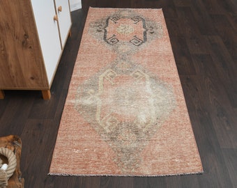 3x7 Faded Turkish rug, Hallway Rug,Bathroom rug, Kitchen Rug, Stair Runner Rug, Vintage small rug, One-of-a-Kind, Entrywat Rug, Outside Rug
