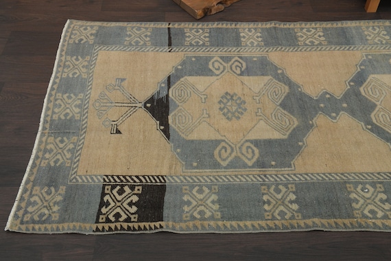 4x12 Turkish vintage rug, Wool rug, One-of-a-Kind Rug, Oushak rug, 4x12 Rug, Hallway rug, Runner rug, Kitchen rug, Decor rug, 3.6x12.3 Ft