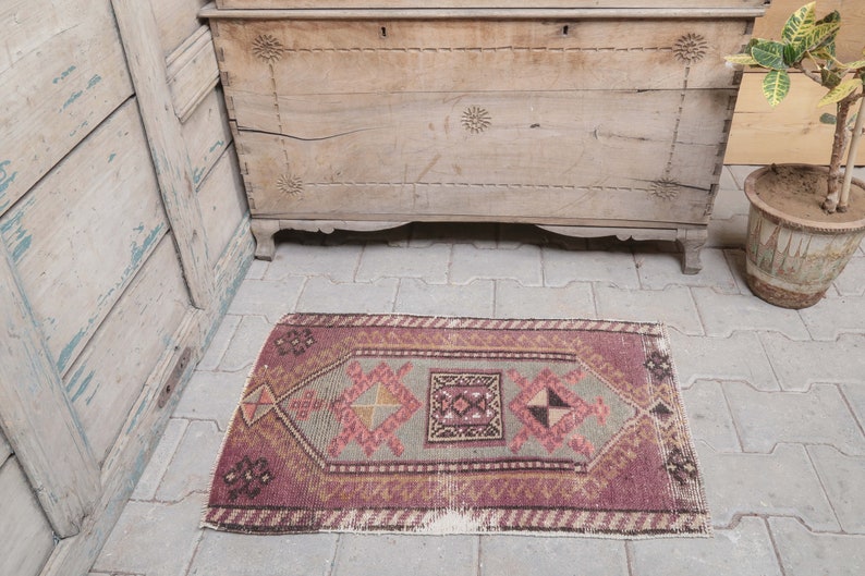 2x3 rug Bath mat 1.6x2.5 Turkish doormat purple rug Kitchen throw carpet Bathroom rug Door mat Vintage small area rug One-of-a-Kind
