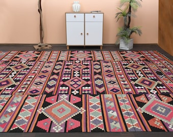 10x13 LUXURY DECOR RUG, Turkish kilim, Flatweave Carpet, Colorful rug, Wool rug, Vintage rug, Handmade rug, 10x13 Area rug, 10.2x13.4 Ft