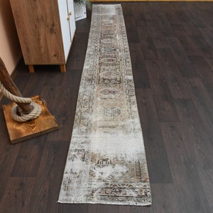 1.7x12.2 Ft Turkish rug, Vintage rug, Hallway rug, Oushak rug, Entryway rug, Faded rug, Kitchen Rug, Runner rug, Bohemian rug, 2x12 Rug