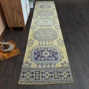 2.5x11.7 Ft Bohemian rug, Oushak rug, Turkish rug, Kitchen rug, Hallway rug, Vintage rug, 2x12 Runner rug, Entryway rug, Anatolian rug