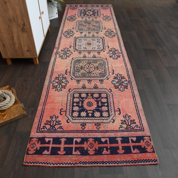 3x11 Turkish rug, Vintage rug, Bohemian rug, Oushak rug, Kitchen rug, Hallway rug, 3x11 Rug, Entryway rug, Wool rug, Runner rug, 3.1x11.0 Ft