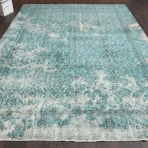 7x10 Home decor, Turkish rug, Anatolian carpet, Vintage rug, Oushak rug, Living room rug, 7x10 Area rug, Blue rug, Large rug, 6.9x10.2 Ft