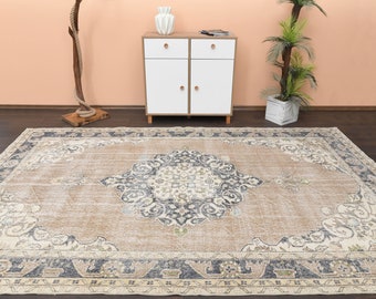 6.9x11.2 Ft Turkish rug, Anatolian rug, Area rug, Vintage rug, Oversized rug, Oushak rug, Living room rug, 7x11 Rug, Oriental rug, Wool rug