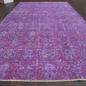 4x7 Vintage Rug, Purple Handmade Oushak area rug, Turkish area rug, Anatolian rug, 4x7 Floral rug, Living room rug, Wool rug, Room decor
