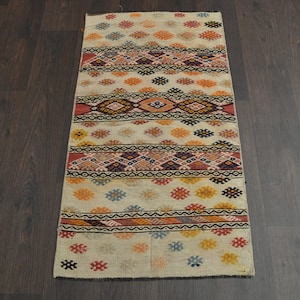 2.0x3.4 Ft Turkish small rug, Vintage mini rug, Front mat, Entryway rug, Door mat, Bath mat, Wool bedside rug, Kitchen throw rug, 2x3 Rug