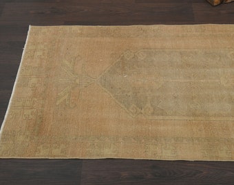3x13 Turkish Handmade rug, Vintage distressed pink green Oushak rug, Stair runner, 3x13 Rug, Hallway kitchen rug, Runner rug, 2.7x13.5 Ft