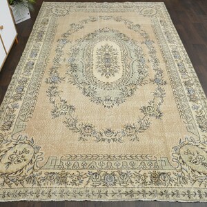 6.9x10.2 Ft Vintage rug, Turkish rug, Living room rug, Farmhouse decor, Area rug, 7x10 Rug, Faded rug, Large rug, Oriental rug, Home decor