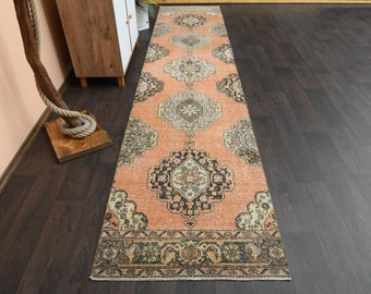 3x13 Turkish rug, Hallway rug, Vintage rug, Oushak rug, Bohemian rug, Entryway rug, Kitchen rug, 3x13 Runner rug, Home decor, 2.9x13.3 Ft