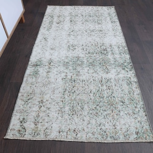 2.5x5.0 Ft Turkish Oushak vintage rug, Entryway kitchen hallway rug, Distressed rug, Wool rug, Small rug, Entryway rug, 2x5 Rug, Runner rug