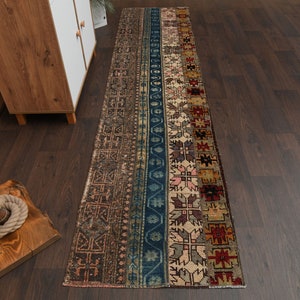 2x10 Handmade rug, Turkish rug, Vintage rug, Oushak rug, Entryway rug, Hallway rug, Kitchen rug, Runner rug, Wool rug, 2x10 Rug, 2.4x9.8 Ft