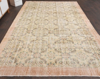 5.7x9.5 Ft Turkish area rug, Anatolian area rug, Oushak rug 6x9, Living room rug, 6x9 Rug, Bedroom large rug, Faded rug, Bohemian area rug