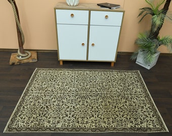 100 x 150 Wollteppich, Handgeknüpfter Vintage Teppich, Türkischer Teppich, Oushak Teppich, Antiker Teppich, Wollteppich, Wohnzimmerteppich, Wohndekor, 100 x 150 cm