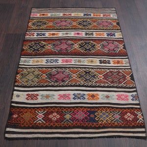 2.6x3.7 Ft Handmade vintage door mat, Bath mat, Bathroom rug, Kitchen throw carpet, Front mat, Wool small rug, Entryway rug, 3x4 Carpet