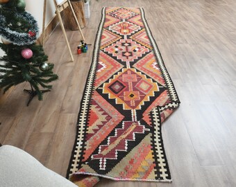 2.8x13.5 ft, Handmade Oushak Runner Rug, Bath mat, Bathroom rug, Kitchen throw rug, Entryway rug, Vintage kids room rug, Colorful Runner