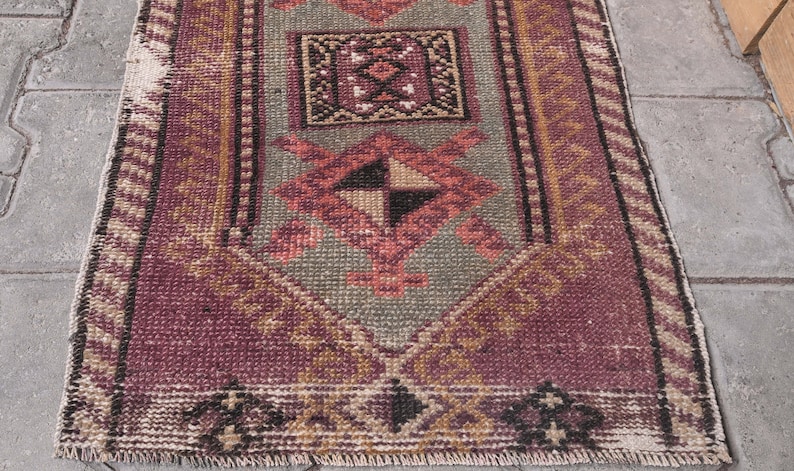 2x3 rug Bath mat 1.6x2.5 Turkish doormat purple rug Kitchen throw carpet Bathroom rug Door mat Vintage small area rug One-of-a-Kind