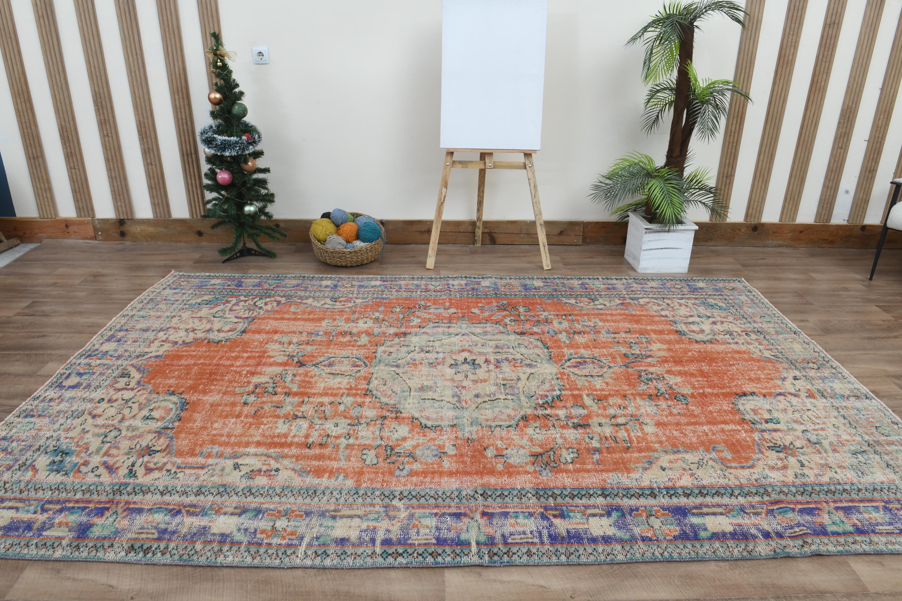 6x10 Red Turkish Rug, Vintage Rug, Handmade Rug, Large Rug, Oushak