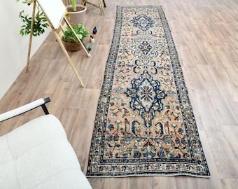 3x12 ft Turkish rug, Oushak rug, Vintage rug, Hallway rug, Handwoven rug, Oriental rug, Orange Runner rug, Home decor, Wool rug, Stairs rug