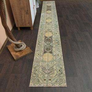 1.6x12.5 Ft Turkish runner rug, Vintage runner rug, Hallway Rug, Oushak runner, Wool rug, Anatolian rug, Kitchen rug, Entryway rug, 2x12 Rug