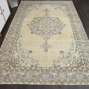 7x11 Turkish rug, Anatolian rug, Vintage rug, Oushak rug, Area rug, Home decor, Large rug, Faded rug, 7x11 Rug, Minimalist rug, 6.7x10.6 Ft