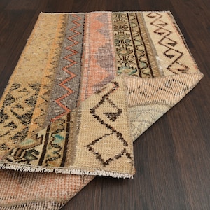 2.0x3.5 Ft Kitchen throw rug, Turkish wool rug, Bath mat, Bathroom rug, Door mat, Oushak small rug, Vintage mini rug, Boho decor, 2x3 rug