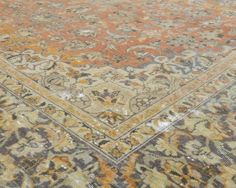 7.6x11.1 Ft Handmade Turkish area rug, Anatolian carpet, Vintage oversize rug, Oushak area rug, Living room rug, 8x11 Rug, Oversize area rug
