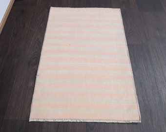 1.5x2.2 Striped vintage door mat, Small rug, Bath mat, Bathroom rug, Kitchen throw RUG, 1x2 kilim, Turkish vintage small rug, Entryway rug