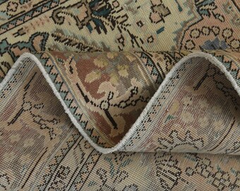 6x9 Light Pink Distressed Floral Oushak Rug, Handmade Vintage Rug, Turkish rug, Oriental Wool Rug, Large area rug, Modern Rug, 6x9 Carpet