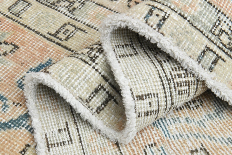 7x11 Turkish Rug, Antique Rug, Vintage Rug, Oushak Rug, Faded Blue