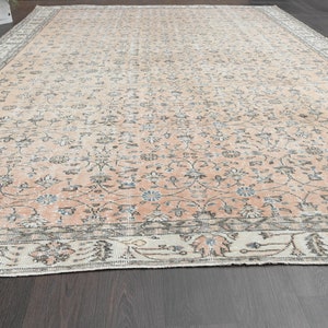 9x13 Orange beige Turkish rug, Handmade wool rug, Oversized Oushak rug, 9x13 Area rug, Large rug, Vintage rug, Living room rug, 8.9x12.7 Ft