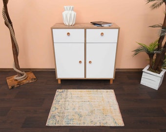 2.2x2.9 Ft Handmade entryway wool rug, Bath mat, Bathroom rug, Turkish rug, Kitchen throw carpet, 2x3 Door mat, Vintage small rug, Gift rug