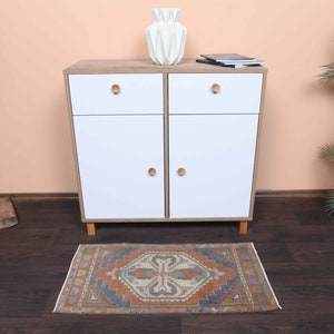 1.6x3.1 Ft Turkish wool small rug, Bath mat, Bathroom rug, Door mat  rug, Handmade rug, Vintage laundry rug, Entryway rug, 2x3 Bedside rug