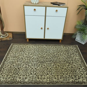 4x6 Beige green Vintage rug, Handmade Turkish rug, Oushak rug, Area rug, Home decor, 4x6 Rug, Living room rug, Bedroom rug, 3.6x5.6 Ft