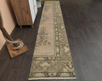 2x12 Anatolian rug, Turkish Vintage rug, Hallway rug, Oushak rug, Entryway rug, 2x12 Rug, Kitchen Rug, Home decor, Runner rug, 2.3x12.5 Ft