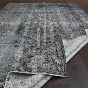 6x10 Anatolian rug, Turkish rug, Vintage rug, Wool rug, Oushak rug, Area rug, Living room rug, Floral Gray Rug, Farmhouse decor, 5.8x9.9 Ft