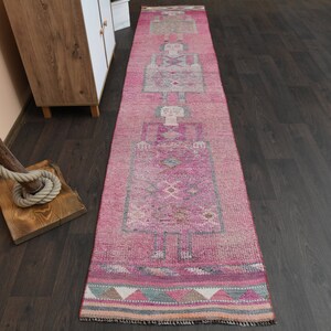 2.4x11.6 Ft HUMAN PATTERNED, Oushak runner, Vintage Turkish runner rug, Anatolian rug, Kitchen rug, Hallway rug, Room decor, 2x12 Runner rug
