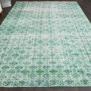 6.6x9.8 Ft Home decor, Turkish area rug, Anatolian rug, Vintage area rug, Oushak rug, Living room rug, 7x10 Area rug, Green rug, Large rug