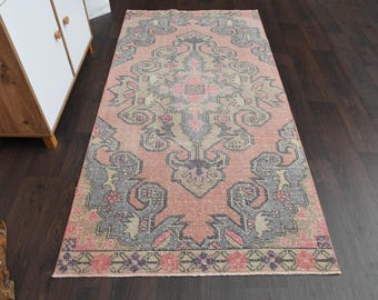 4x7 Pink turkish rug, Vintage rug, turkish rug, handmade rug, oushak rug, anatolian rug, Runner rug, Pink Vintage Rug, Turkish Vintage rug