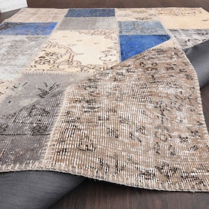 Tapete anatólio artesanal de 4,9x7,0 pés, decoração de fazenda, tapete turco vintage, tapete Oushak, tapete 5x7 pés, tapete para sala de estar, tapete para quarto